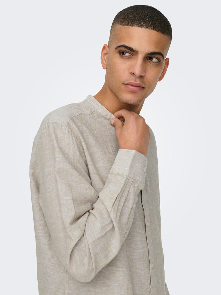 ONLY&SONS ONSCAIDEN LS SOLID LINEN MAO SHIRT NOOS