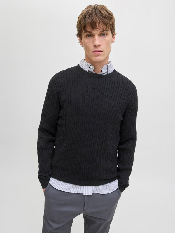 JACK AND JONES JJEEMIL KNIT CABLE CREW NECK NOOS