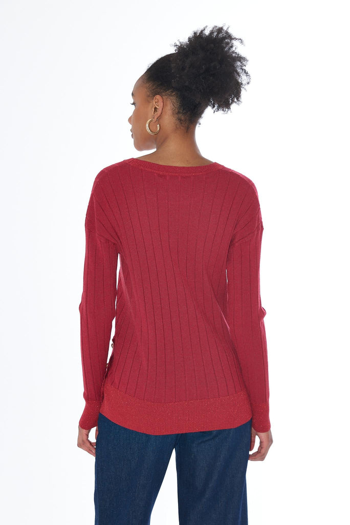 YES ZEE MAGLIA DONNA GIROCOLLO, SPACCHETTI LATERALI