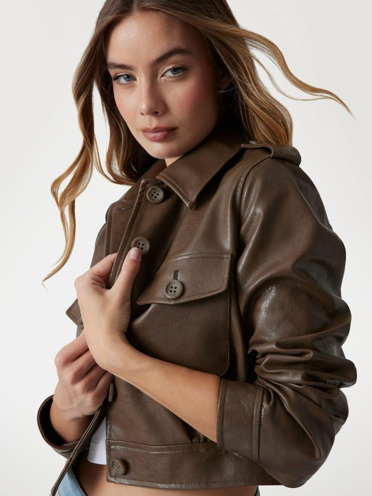 GUESS DORA PU CROPPED JACKET