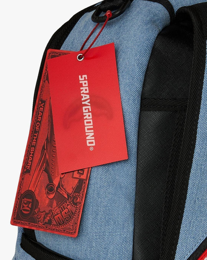 SPRAYGROUND DENIM TEAR 3 AM PATCHES BACKPACK