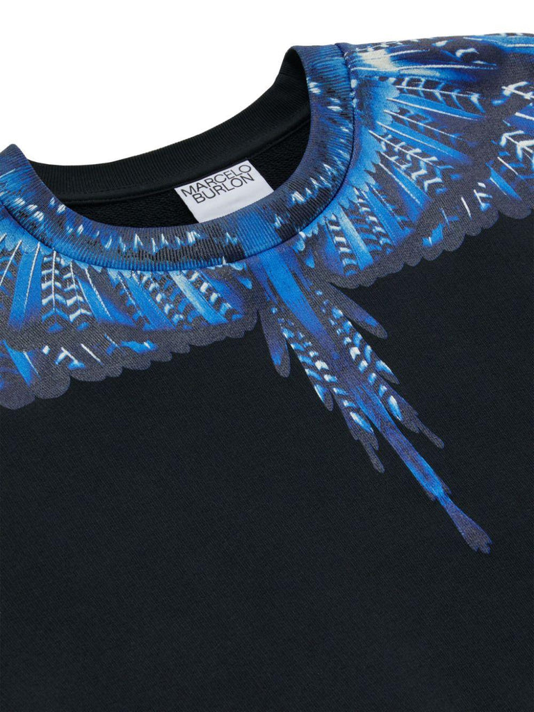 MARCELO BURLON COUNTY OF MILAN GRIZZLY WINGS REGULAR CREW BLACK BLUE