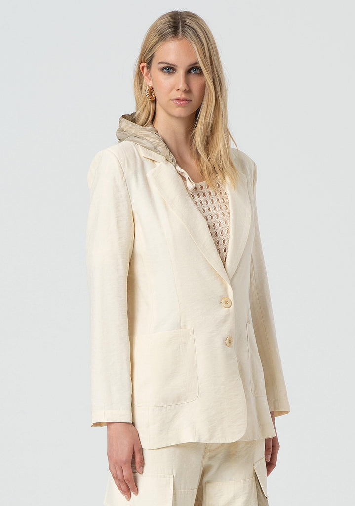 FRACOMINA LONG HOODED BLAZER BUTTER