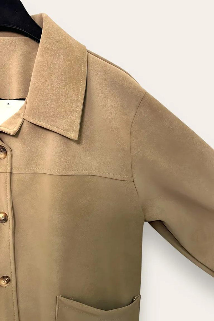 LOVEme Giacca ecopelle cerata con due tasche davanti