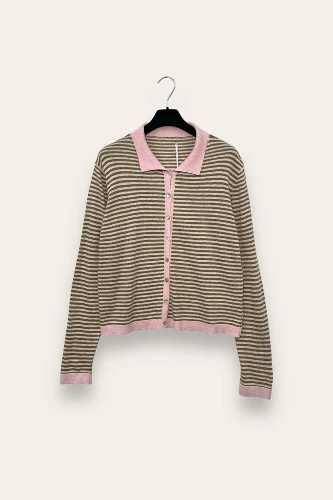 LOVEme Golfino rigato con profilo tinta unita misto lana cashmere