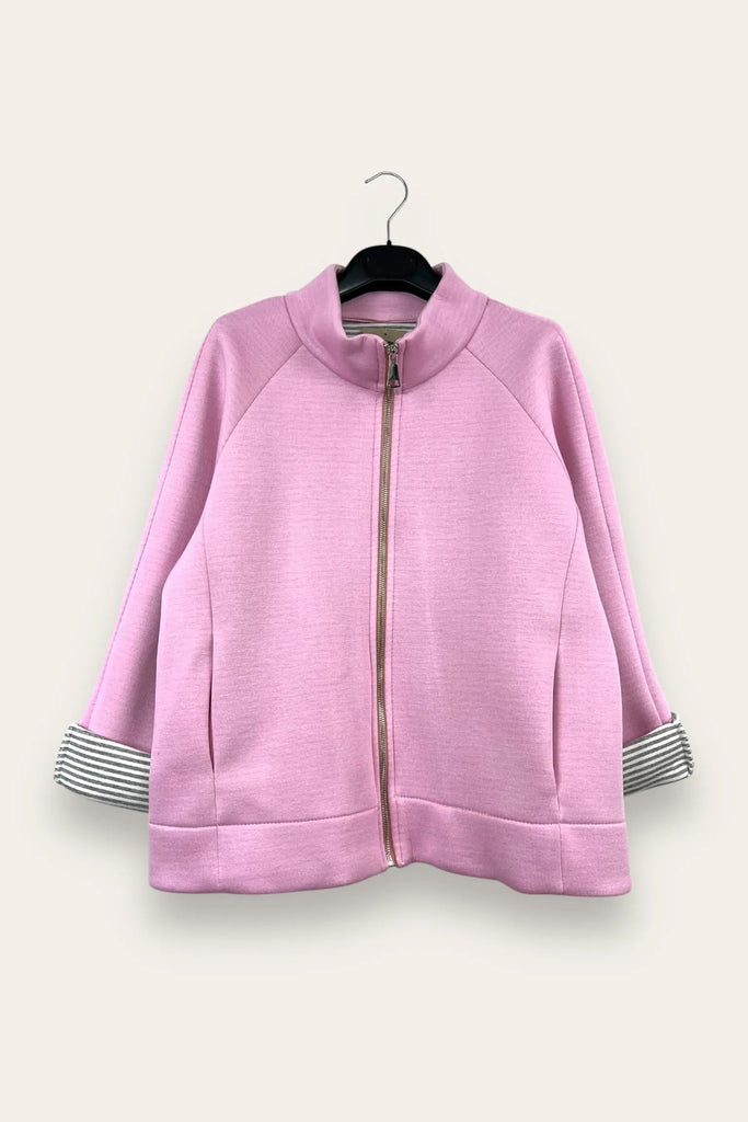 LOVEme Giacca neoprene con zip e interno rigato