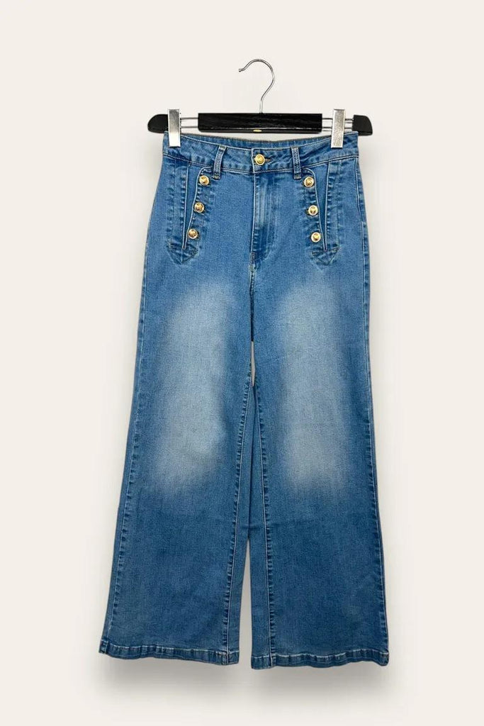 LOVEme Jeans a palazzo con bottoni a gioiello frontali