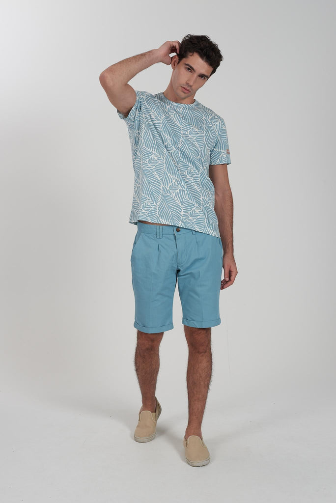 YES ZEE BERMUDA UOMO CHINOS CON PINCES E RISVOLTO