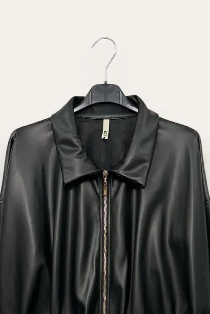 LOVEme Giacca in ecopelle morbida, con zip