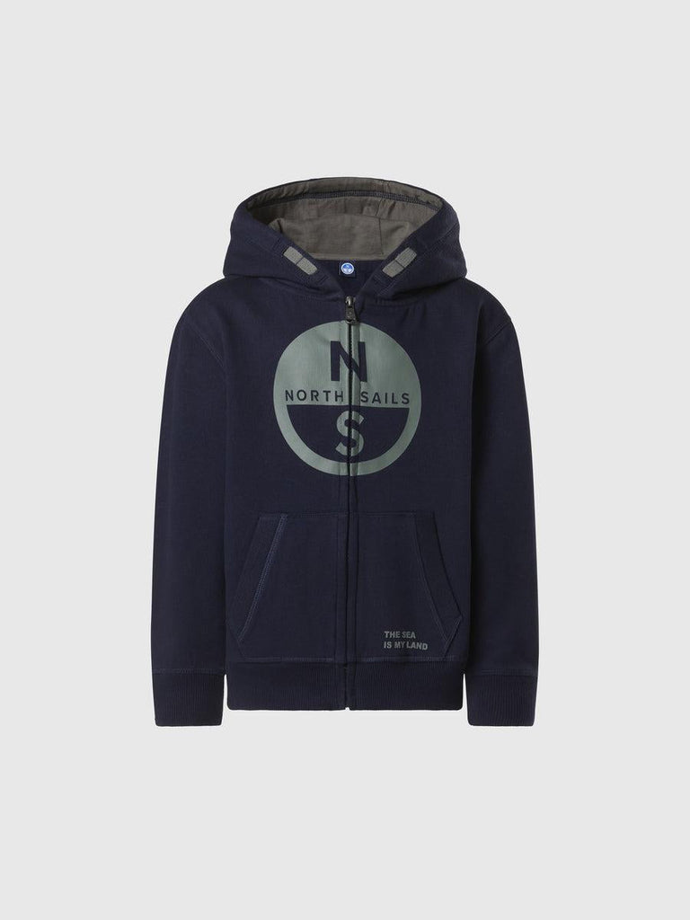 NORTH SAILS HOODED FULL  ZIP SWEATSHIRT W/GRAPHIC