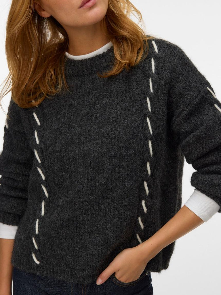 VERO MODA VMILINA LS O-NECK HANDSTITCH PULLOVER