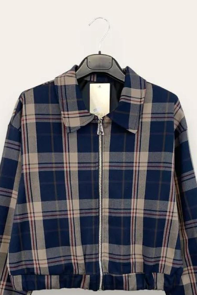 LOVEme Giacca tartan con zip e colletto