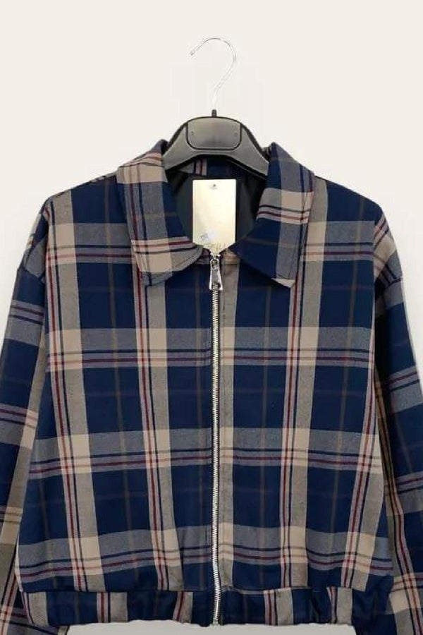 LOVEme Giacca tartan con zip e colletto