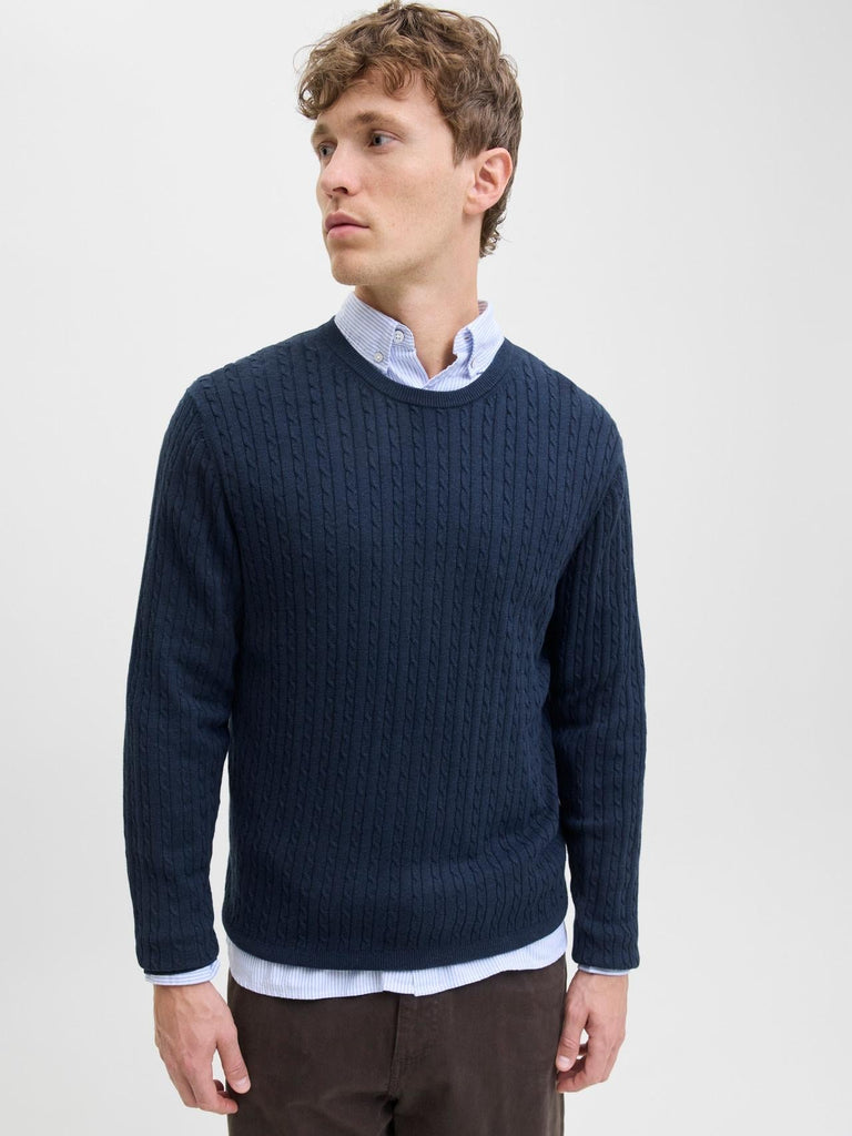 JACK AND JONES JJEEMIL KNIT CABLE CREW NECK NOOS