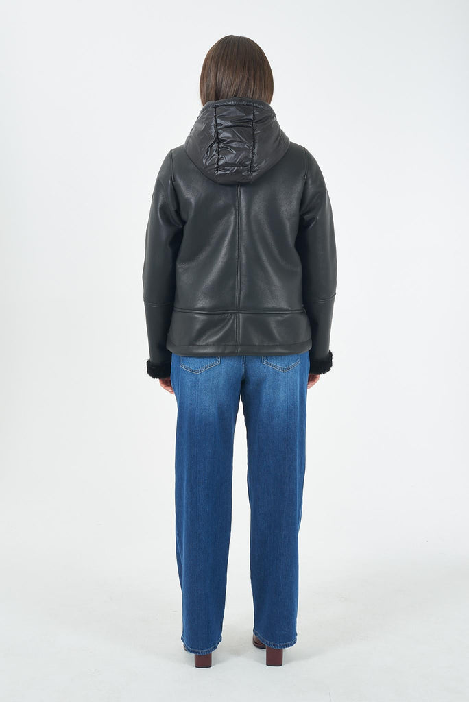 YES ZEE GIUBBINO DONNA PU LEATHER CON INSERTI TRAPUNT.