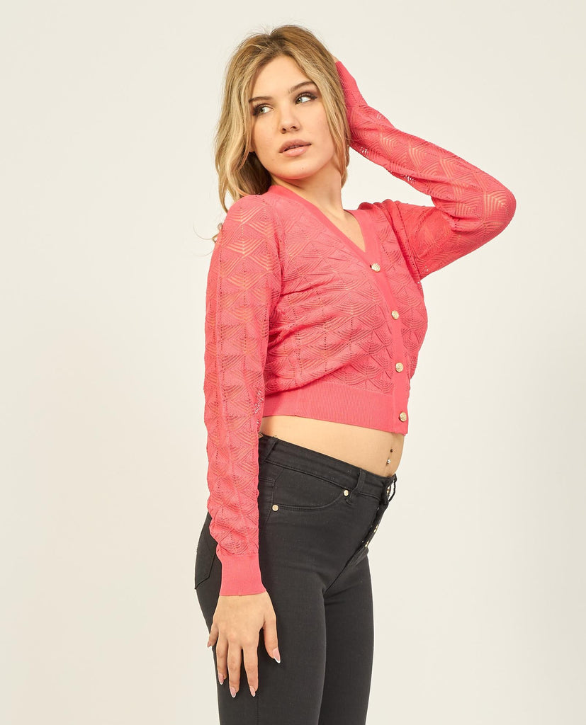 YES ZEE MAGLIA DONNA CARDIGAN SCOLLO A V