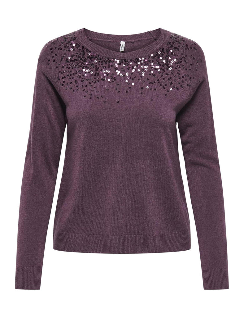 ONLY ONLSTARRY LS SEQUIN O-NECK KNT