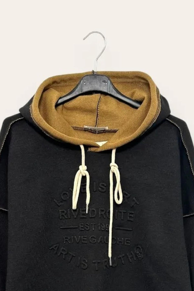 LOVEme Felpa over in maglia scritta in rilievo e cappuccio