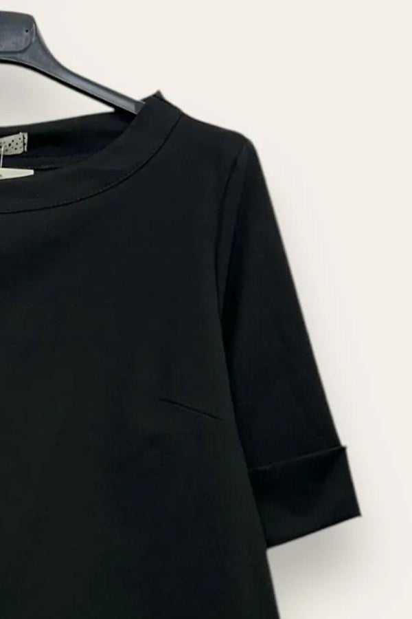LOVEme Blusa girocollo punto milano, spacchi ai lati