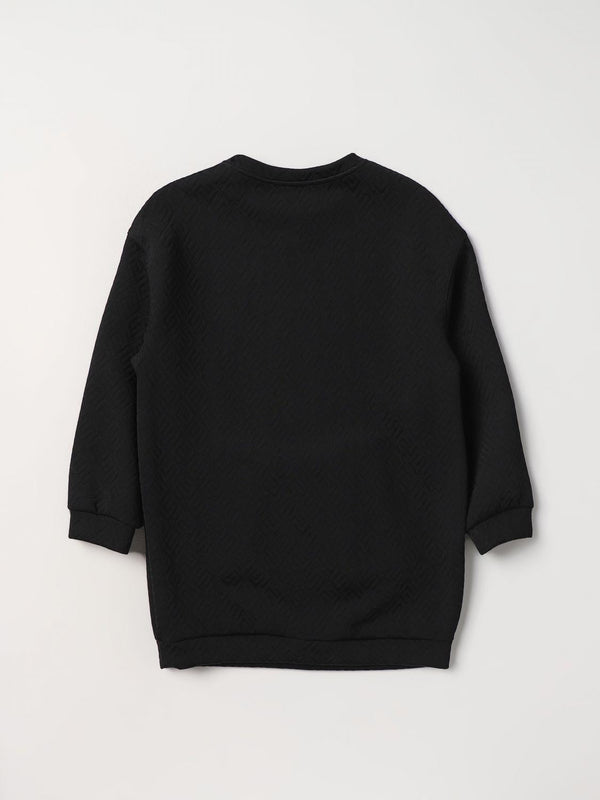 ELISABETTA FRANCHI La Mia Bambina ABITO IN FELPA EMBOSSED LOGO INCASTRO NERO