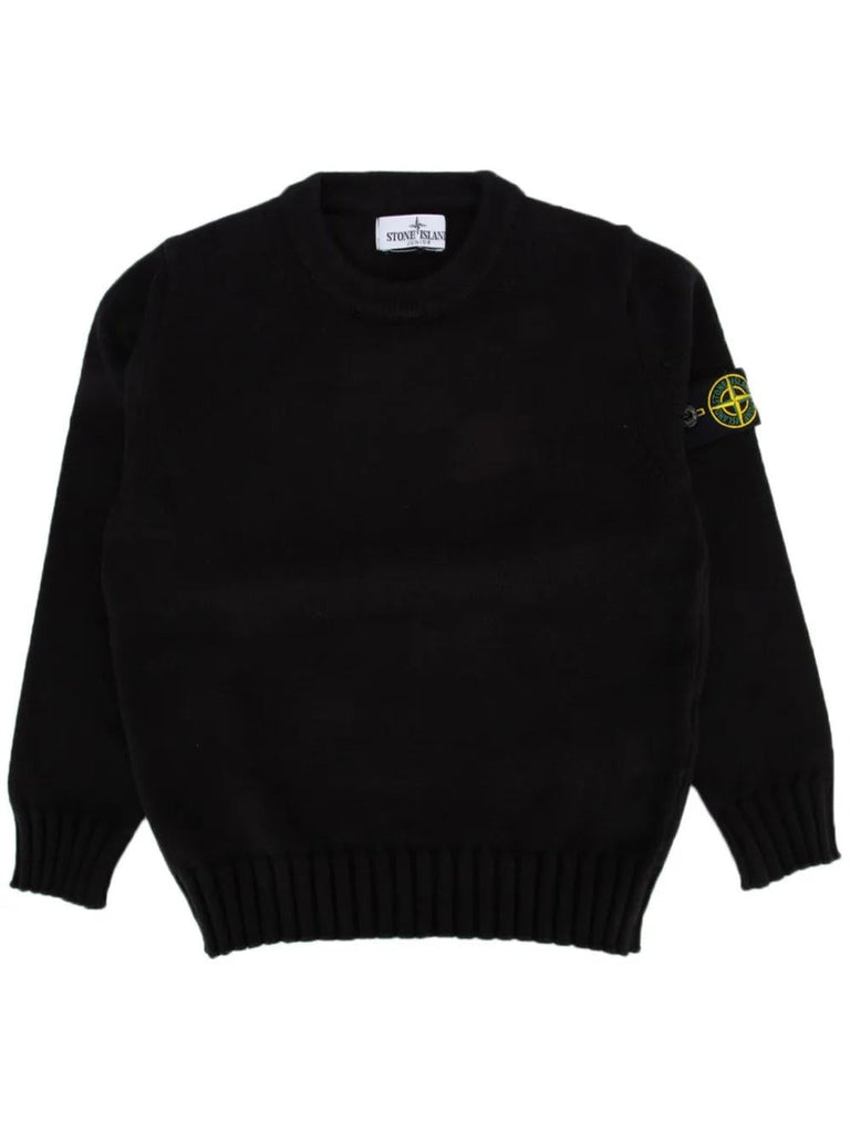 STONE ISLAND JUNIOR Maglione Girocollo In Cotone Bianco