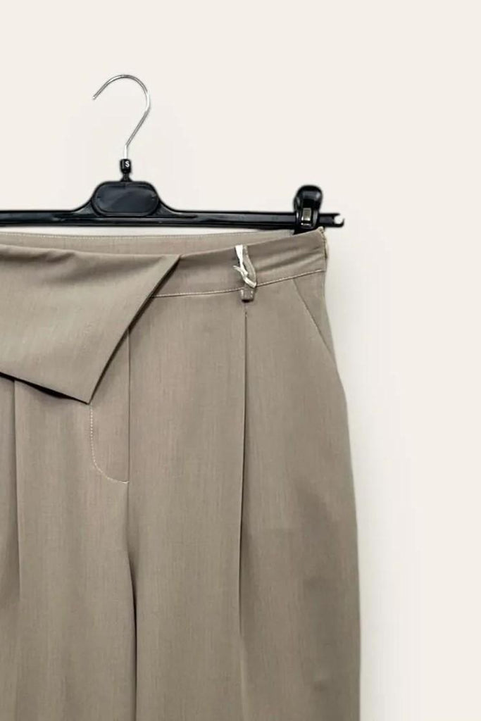 LOVEme Pantalone a palazzo con risvolto in vita