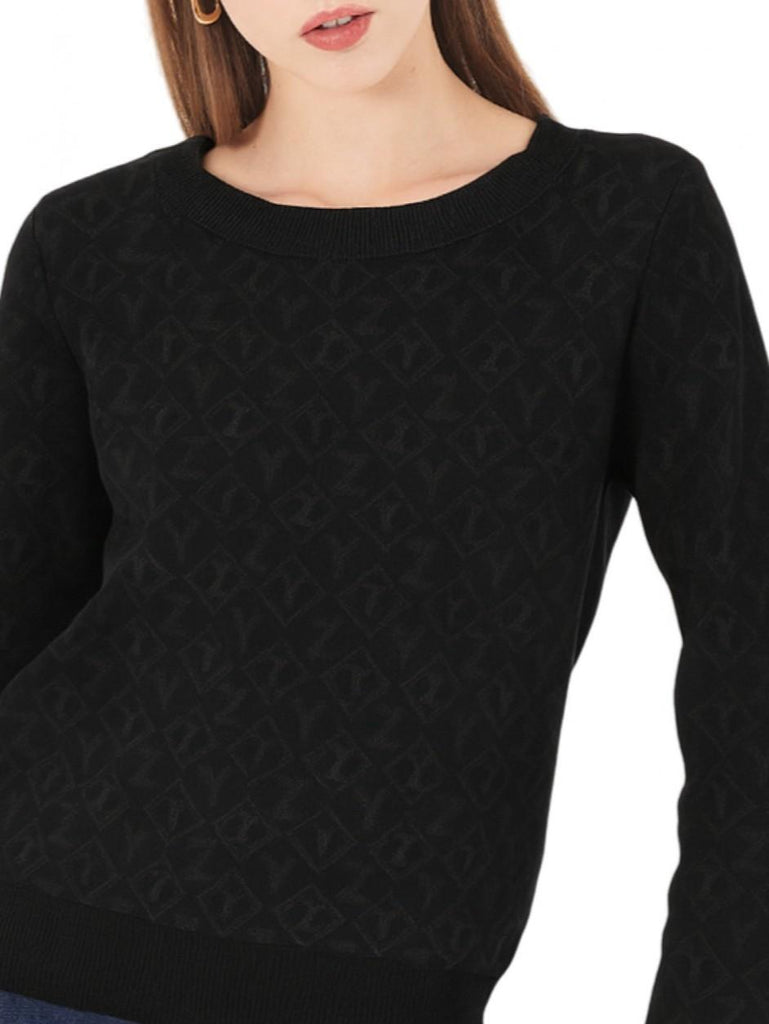 YES ZEE MAGLIA DONNA JAQUARD, GIROCOLLO