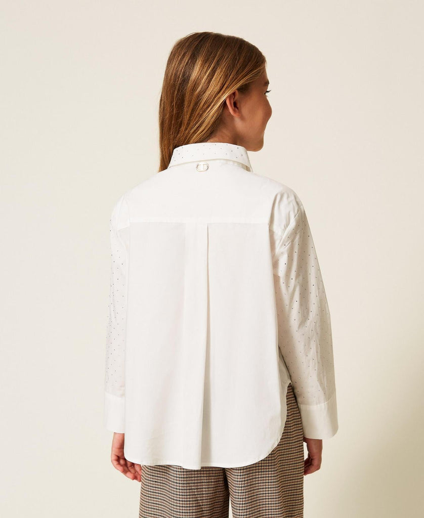 TWINSET CAMICIA IN POPLIN C/MICRO STRASS