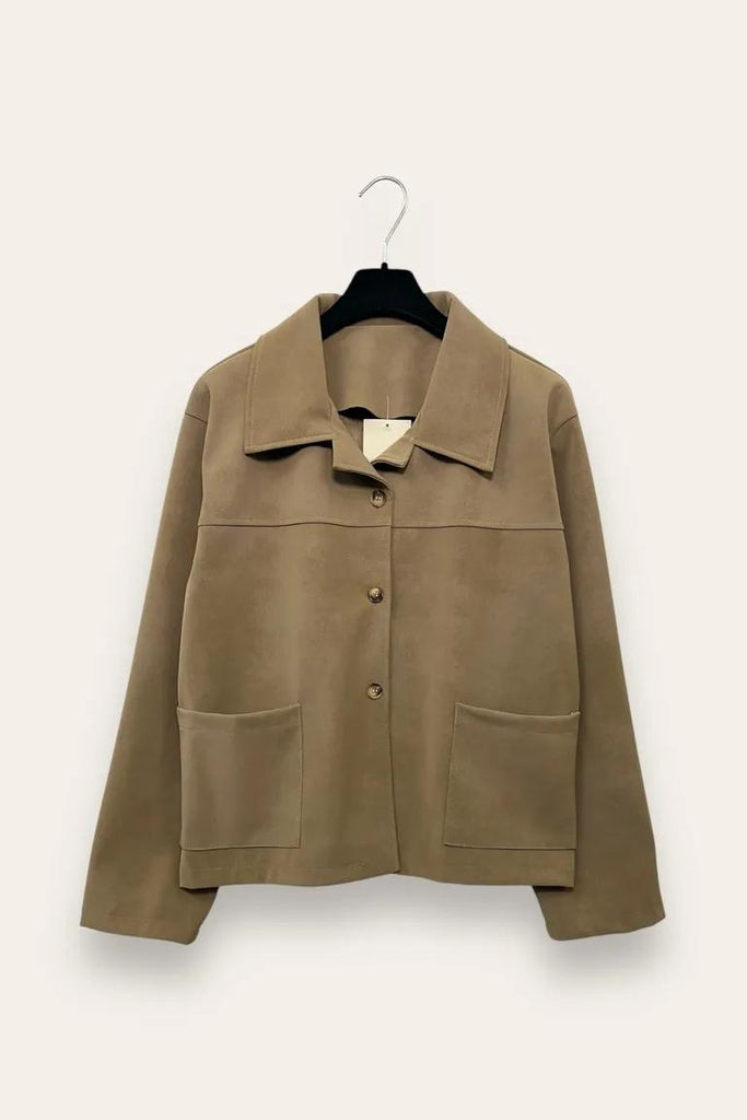 LOVEme Giacca ecopelle cerata con due tasche davanti