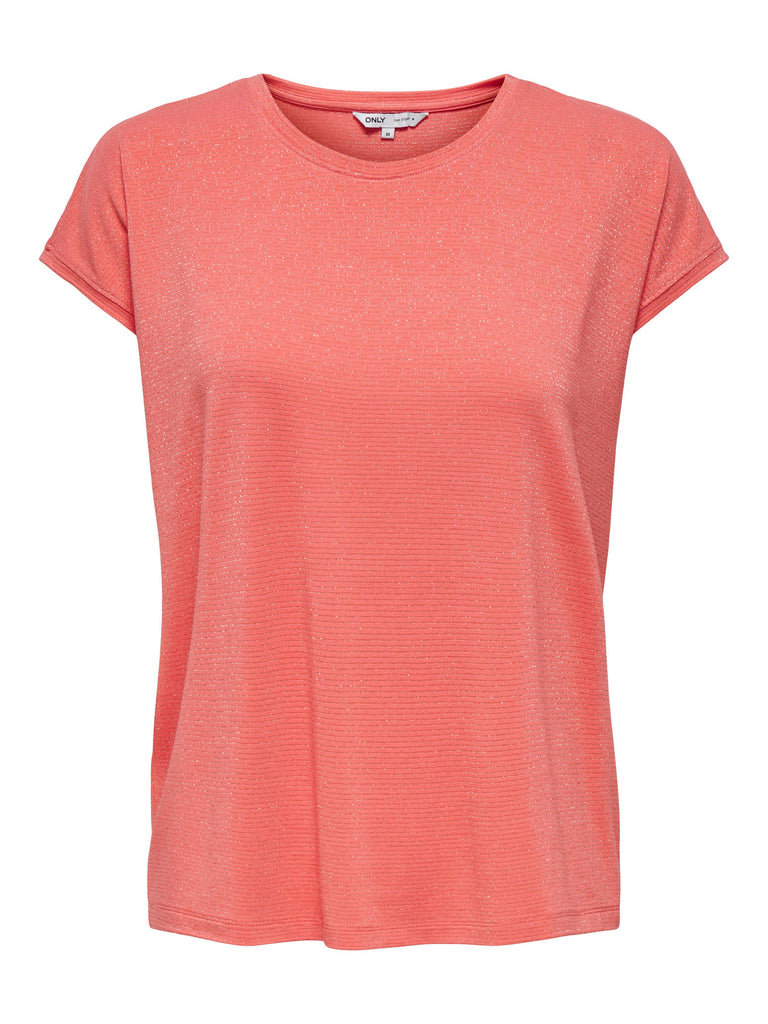 ONLY ONLCLAUDIA S/S GLITTER STRIPE TOP JRS