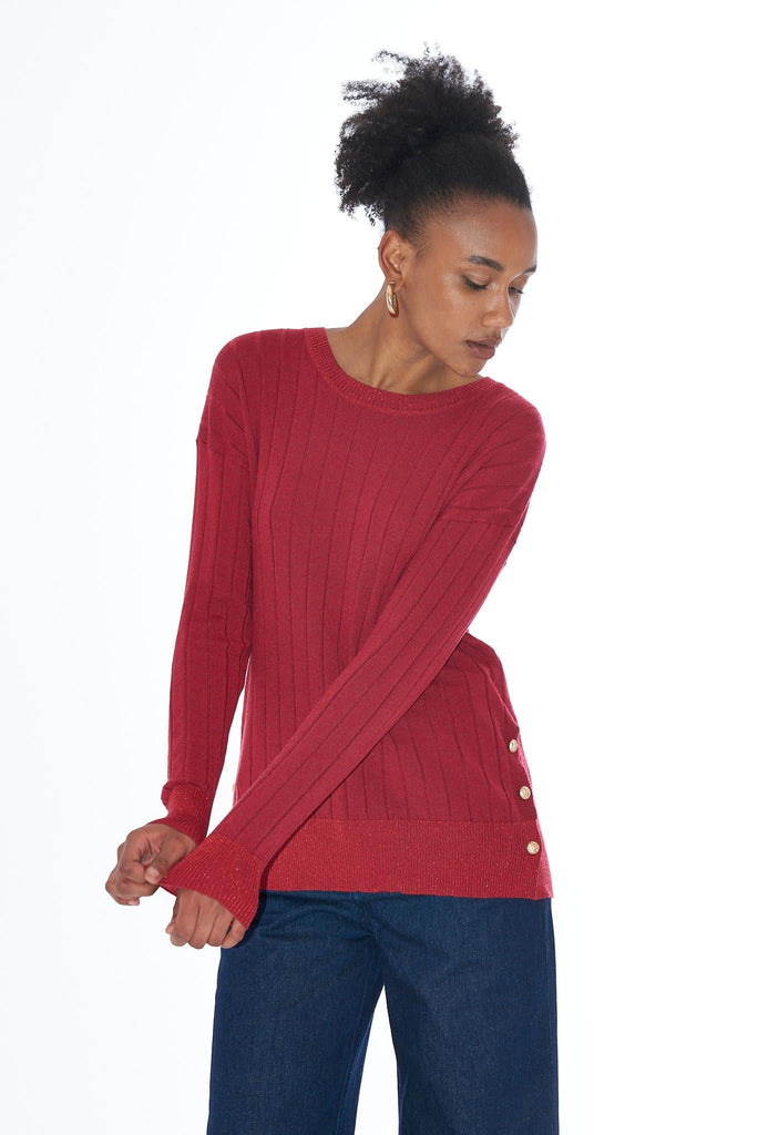 YES ZEE MAGLIA DONNA GIROCOLLO, SPACCHETTI LATERALI