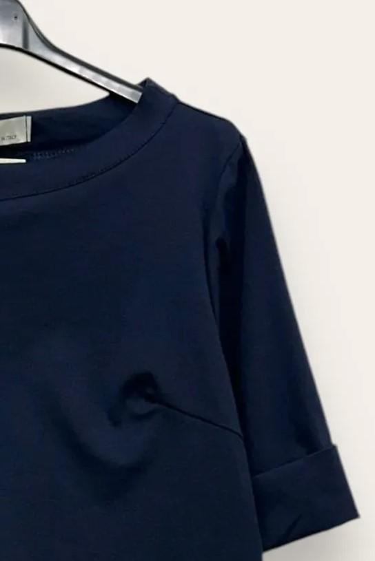 LOVEme Blusa girocollo punto milano, spacchi ai lati