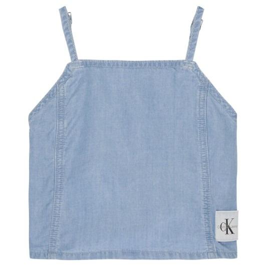 CALVIN KLEIN JEANS DENIM LOGO STRAP TOP
