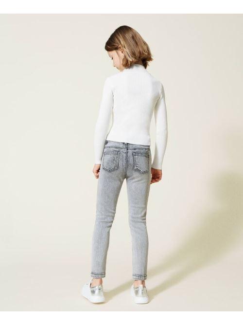 TWINSET SKINNY IN DENIM DELAVATO CON APPLICAZIONI