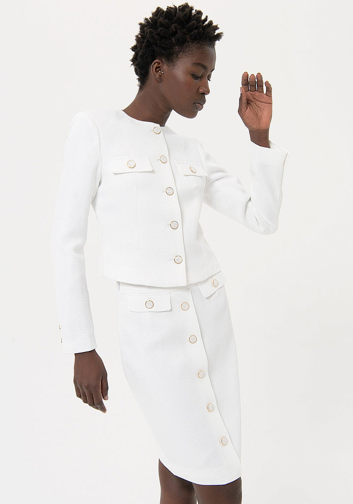 FRACOMINA PENCIL MIDI SKIRT WHITE