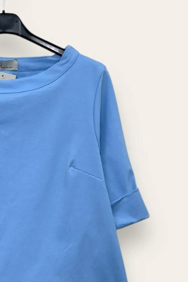 LOVEme Blusa girocollo punto milano, spacchi ai lati