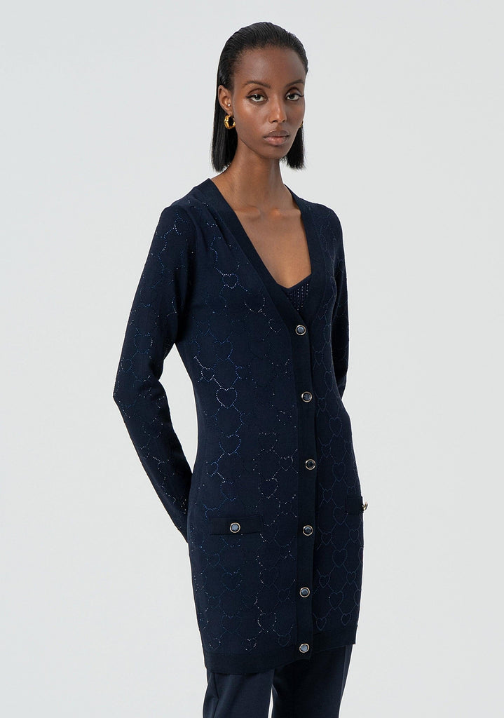 FRACOMINA EMBELLISHED V-NECKLINE CARDIGAN DAR
