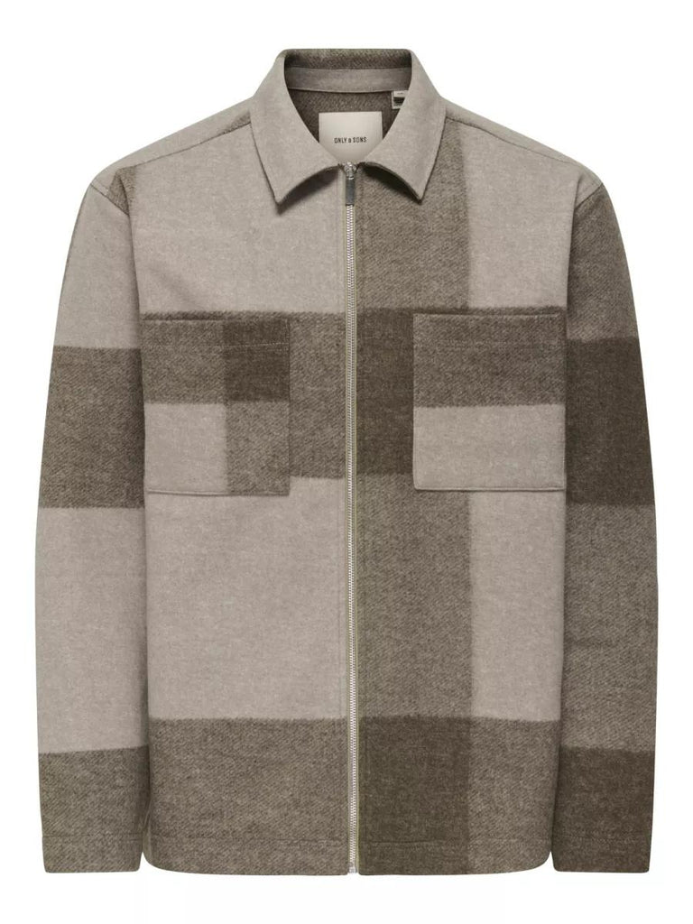 ONLY&SONS ONSWAKE CHECKED ZIP OVERSHIRT