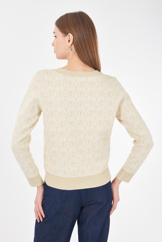 YES ZEE MAGLIA DONNA JAQUARD, GIROCOLLO
