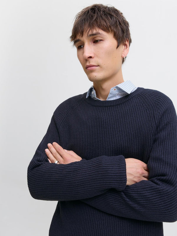 JACK AND JONES JJPANNEL KNIT CREW NECK AW25