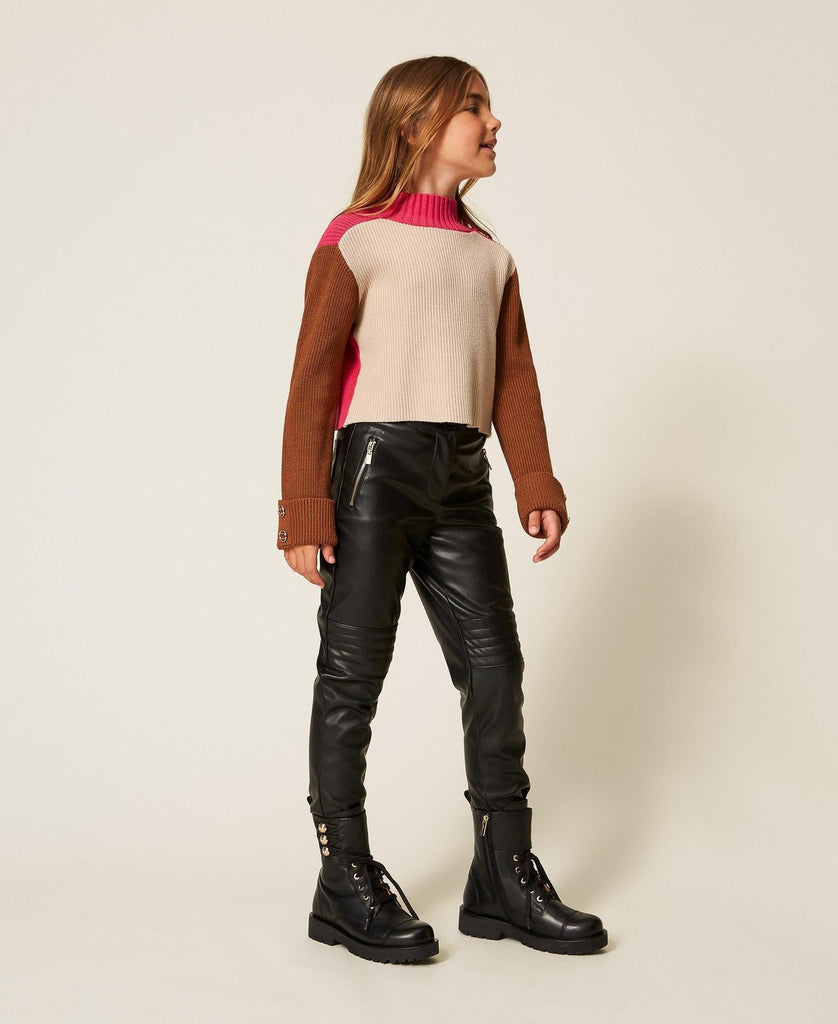 TWINSET PANTALONE BIKER SPALMATO