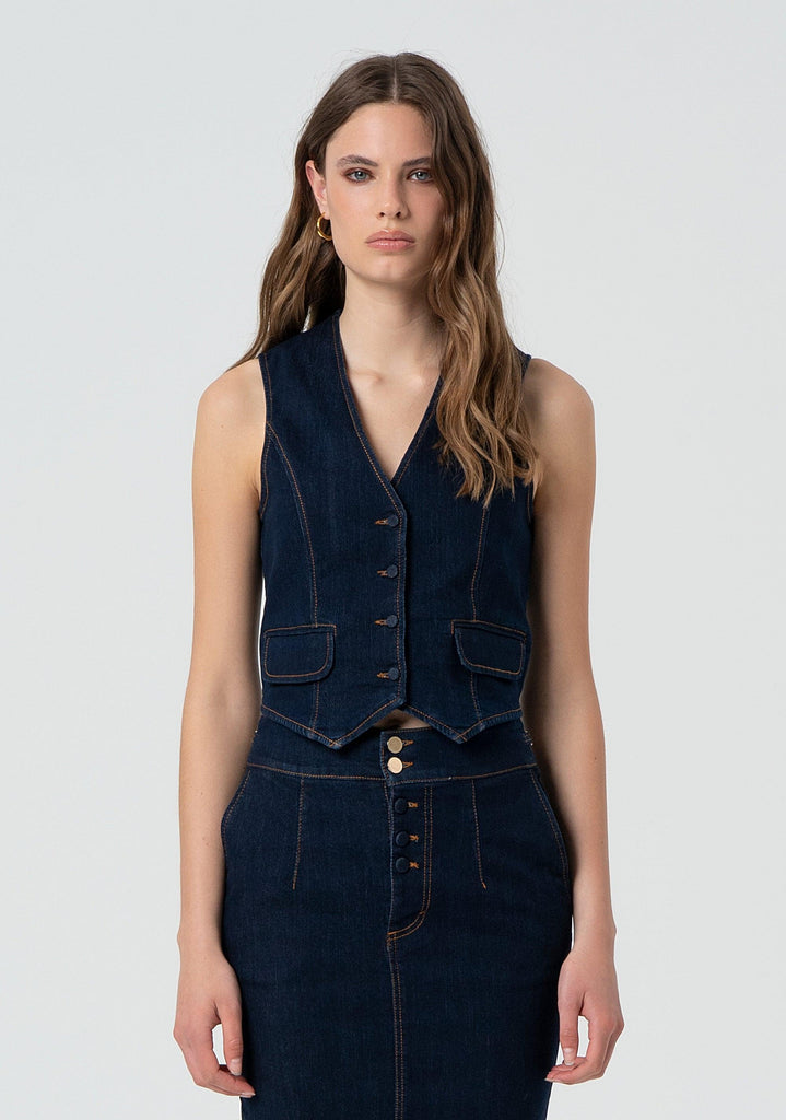 FRACOMINA DENIM GILET RAWWASH