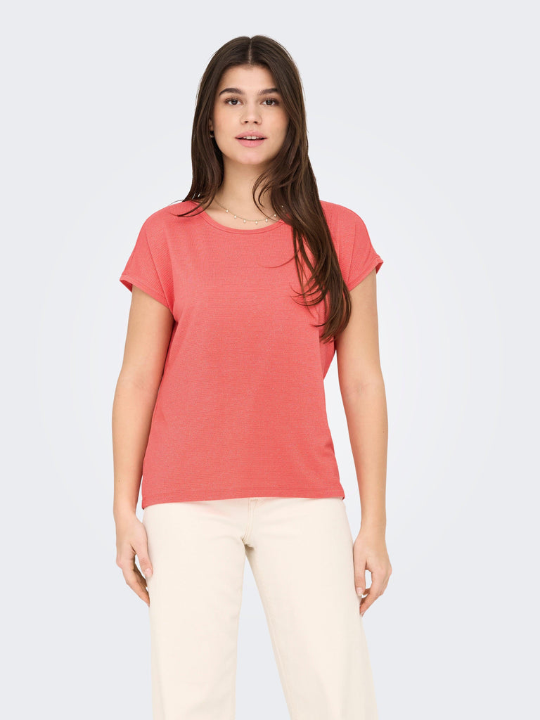 ONLY ONLCLAUDIA S/S GLITTER STRIPE TOP JRS