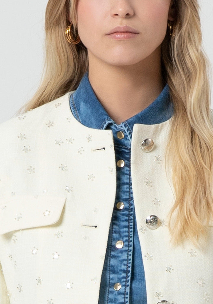 FRACOMINA REGULAR CHANEL JACKET CREAM