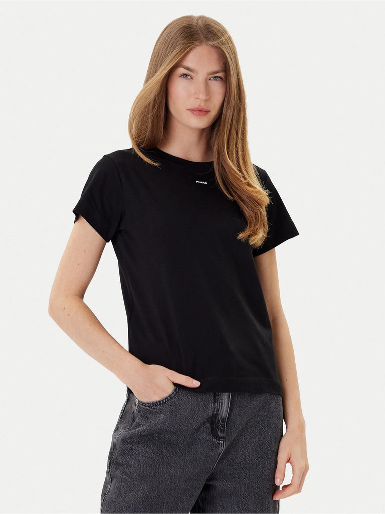 PINKO BASICO T-SHIRT JERSEY LOGO PIN