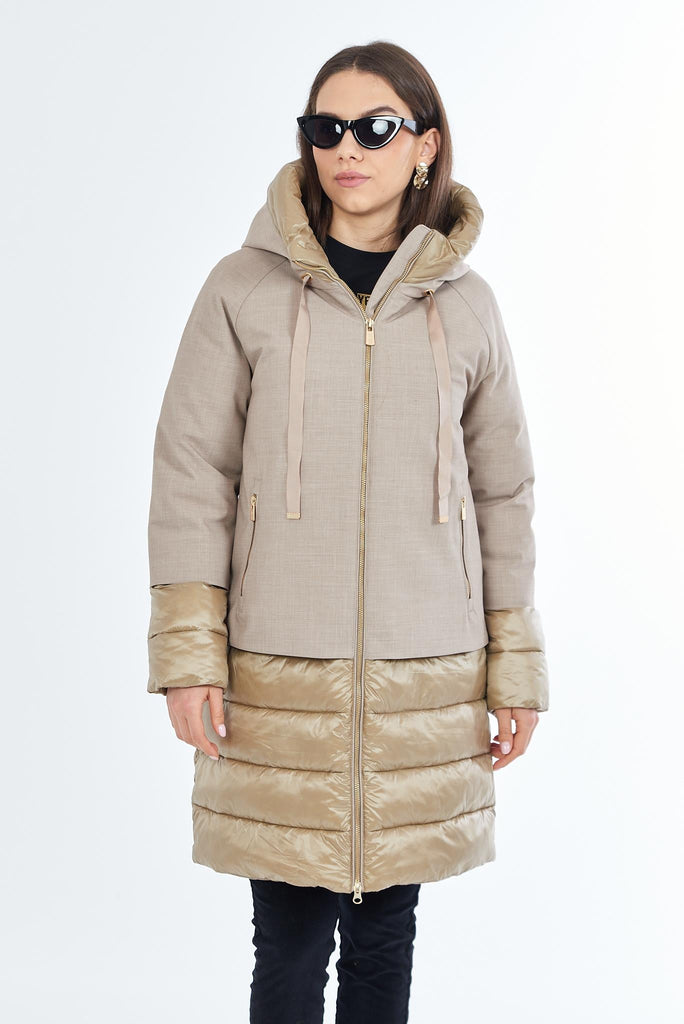 YES ZEE CAPPOTTO DONNA LUNGO CON INSERTI IN NYLON