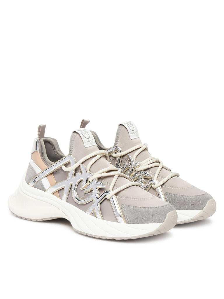 PINKO ARIEL 01 - SNEAKER SATIN/COW SUEDE/MIRROR CAGE