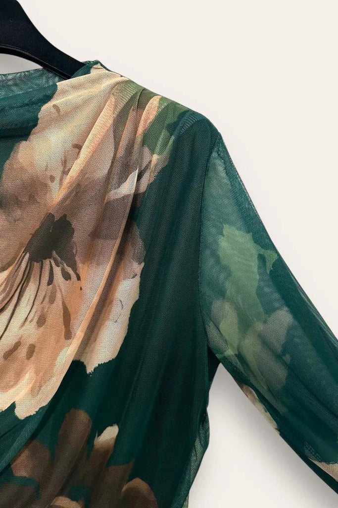 LOVEme Maglietta in tulle in fantasia, con drappeggio