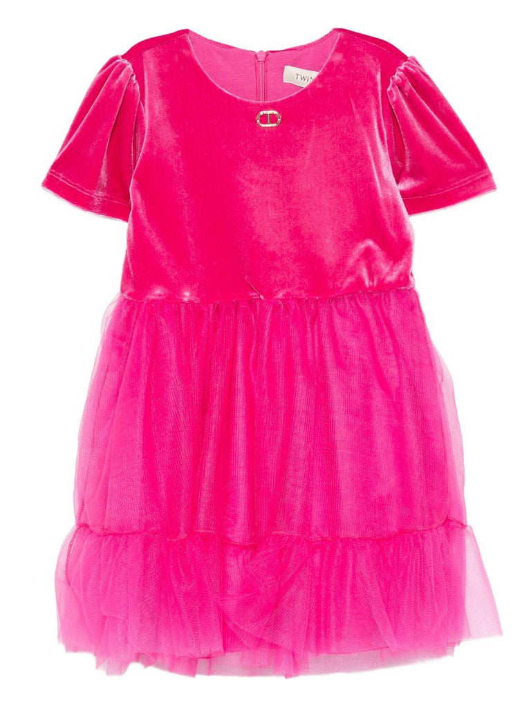 TWINSET ABITO M/C IN CINIGLIA E TULLE