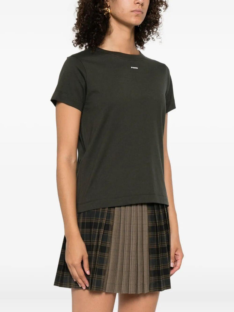PINKO BASICO T-SHIRT JERSEY LOGO PIN